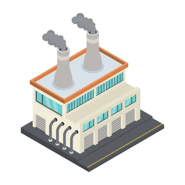 Edificio Fábrica Con Chimenea Diseño Ilustración Vectores Plantas — Vector de stock