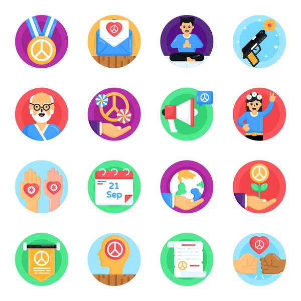 Düz simgeler kümesi, vektör illüstrasyonu