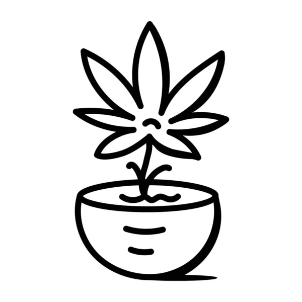 Vetor Ícone Planta Cannabis Sinal Linha Fina Ilustração Símbolo Contorno — Vetor de Stock