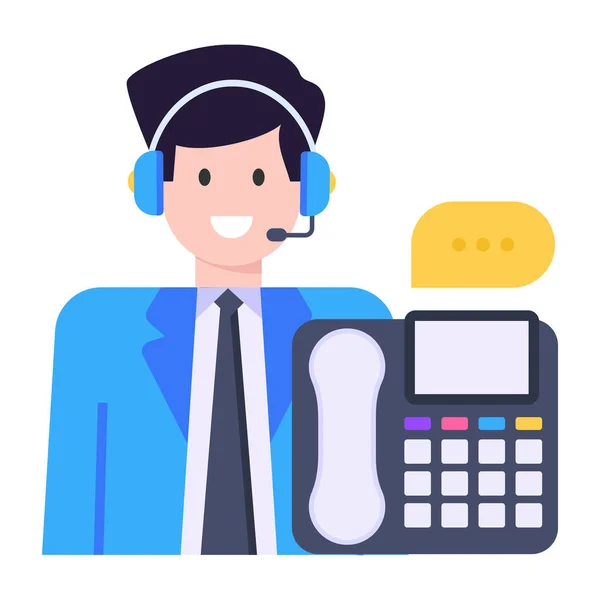 Call Center Werknemer Met Customer Service Vector Illustratie Ontwerp — Stockvector