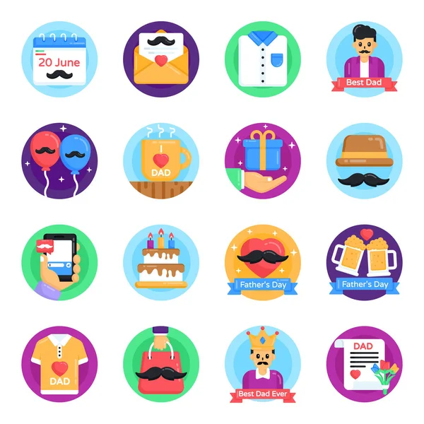 Modern düz tasarım simgeleri ve aksesuarları seti, vektör illüstrasyonu