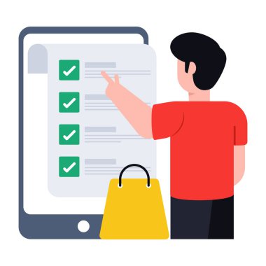 Kontrol listesi olan akıllı telefon ve kontrol listesi vektör illüstrasyon tasarımı olan pano