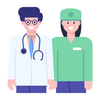 doktor ve hemşire vektör çizimi tasarımı