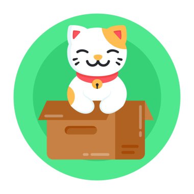 kedi yassı simgesi, vektör illüstrasyonu