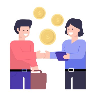 Para ve finansal öğe vektör çizimi grafik tasarımı ile iş çifti