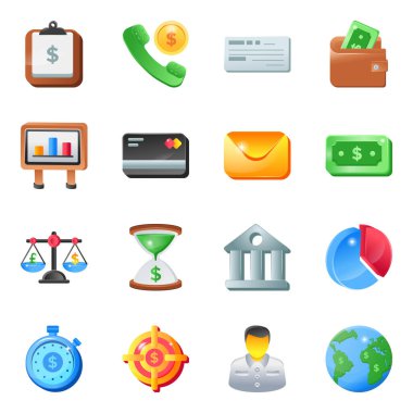 Para simgeleri ayarlandı. vektör illüstrasyonu