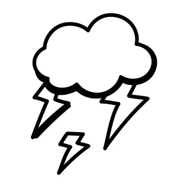 Şimşek simgesi vektör çizimi olan bulut
