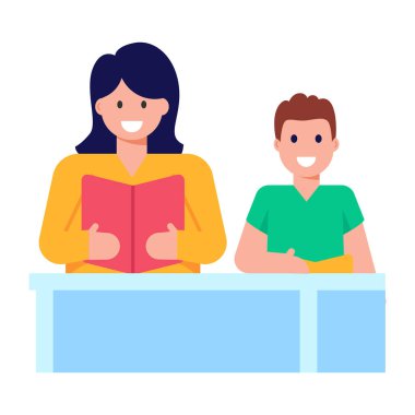 çift kitap okuma vektör çizimi tasarımı