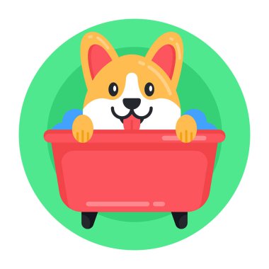 Banyo hayvani karakter tasarımı olan sevimli bir köpek.