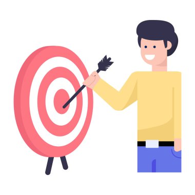 Hedef ve ok vektör çizimine sahip iş adamı