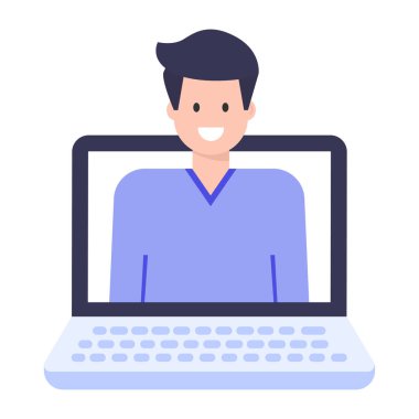 Dizüstü bilgisayarı olan adam, vektör çizimi