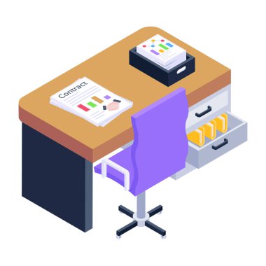 Modern ofis ve işyerinin izometrik çizimi