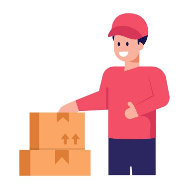 Kutu taşıyıcı illüstrasyon tasarımı ile teslimatçı