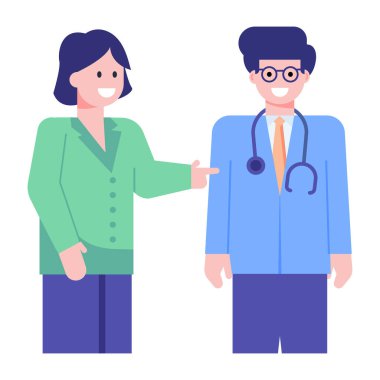 doktor ve hemşire web simgesi vektör illüstrasyonu