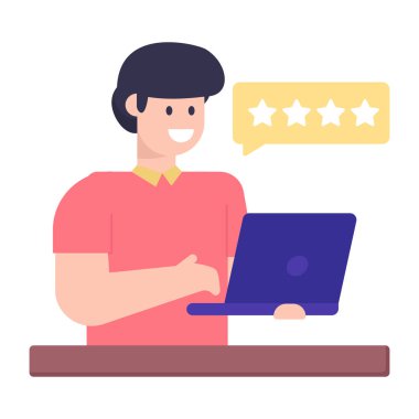 Dizüstü bilgisayarı olan adam vektör çizimi