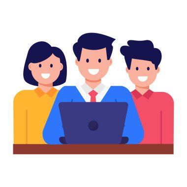 Laptop ve bilgisayar vektör illüstrasyonlu iş adamları