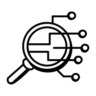 Arama motoru optimizasyon simgesi vektörü. İnce çizgi işareti. izole edilmiş sınır sembolü çizimi