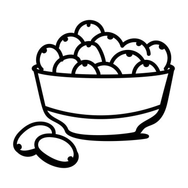 Patlamış mısır ve fıstık vektör illüstrasyon tasarımlı kase