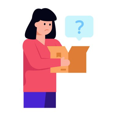 Soru işareti çizimi çizimi olan kadın