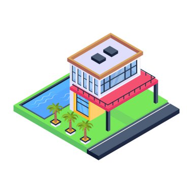 izometrik ev vektör çizimi