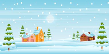 Kar ve ağaçlarla kaplı kış manzarası