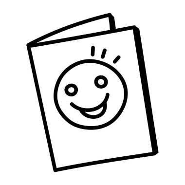 Şemsiye simgesiyle mutlu yüz, vektör illüstrasyonu