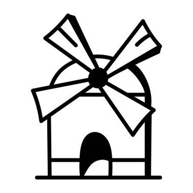 Yel değirmeni ikonu. Web için çiftlik vektör simgelerinin özet çizimi