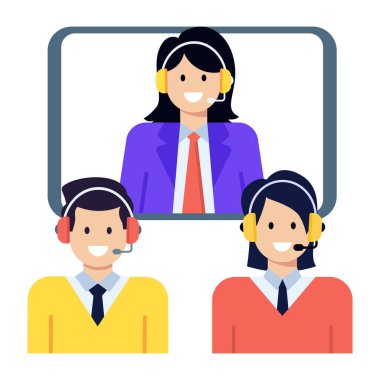 Kulaklık vektör illüstrasyon tasarımı ile müşteri hizmetleri operatörü