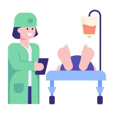 Doktor ve hasta hastane vektör çizimi tasarımı