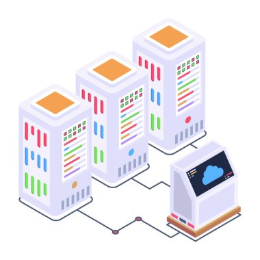 Modern sunucunun izometrik vektör çizimi