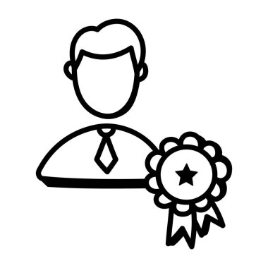 Ödül çizgisi simgesi, vektör illüstrasyonu olan iş adamı