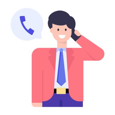 Telefon avatar karakter vektör illüstrasyon tasarımı ile iş adamı
