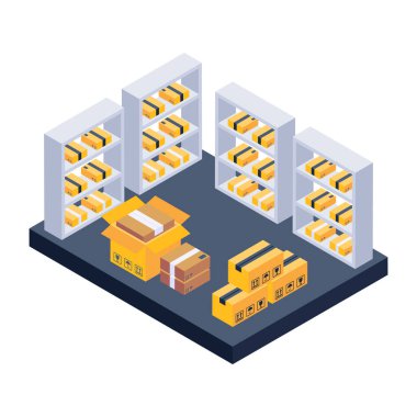 Depo web simgesi vektör illüstrasyonu 