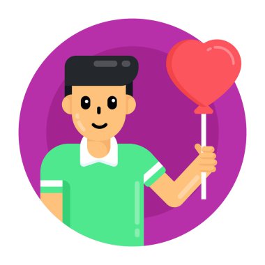 Kalp mesajı vektör çizimine sahip bir adam