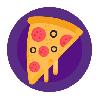 Pizza ikonu. Web için pepperoni vektör simgelerinin izometrik çizimi