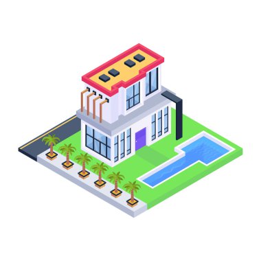 izometrik şehir inşa vektör çizimi