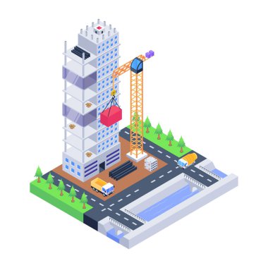 Simge tasarımı, vektör illüstrasyonlu yapı ve inşaat kavramı 10 eps grafik.