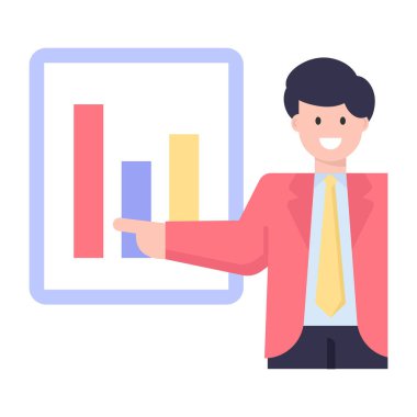 Grafik vektör illüstrasyon tasarımına sahip iş adamı