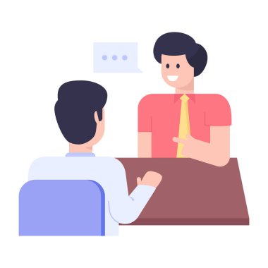 Ofis vektör illüstrasyonunda mesajı olan çift