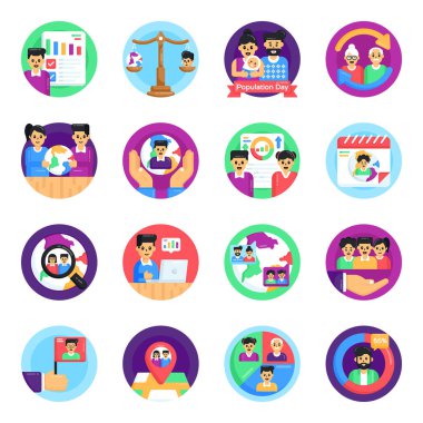 Web ve mobil uygulamalar, pazarlama, modern ve diğer vektör illüstrasyonları için iş düzeyi simgeleri ayarlandı