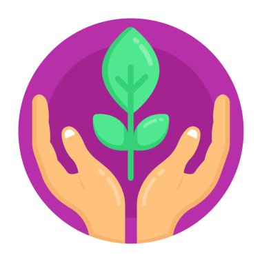 Yaprak tutan bir el. vektör illüstrasyonu