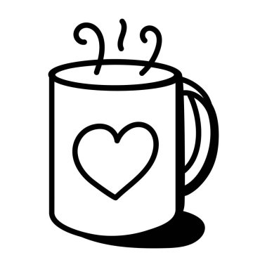 kahve fincanı kalp vektör çizim tasarımı