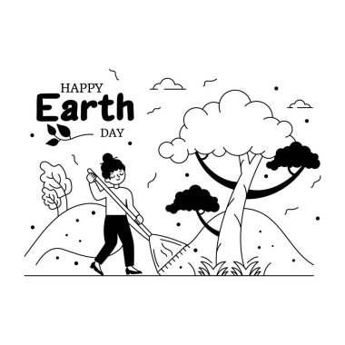 Sırt çantası ve çanta vektör çizim tasarımı olan adam