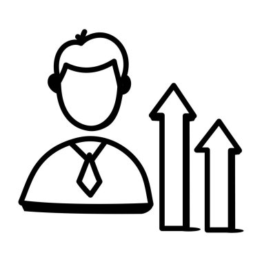 Ok simgesi vektör çizimi tasarımı olan iş adamı