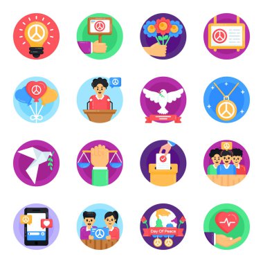 Sosyal medya simgeleri ayarlandı. düz biçim.