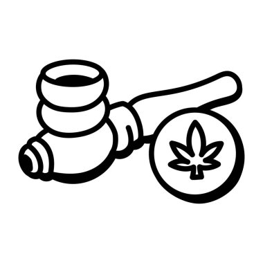 Kenevir yağı ikonu. Marihuana vektörünün ana hatları ve web için bozuk para sembolü
