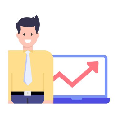 Grafik vektör illüstrasyon tasarımına sahip iş adamı