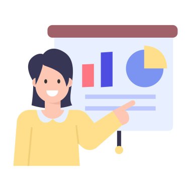 İş grafiği vektör çizimi tasarımı olan kadın