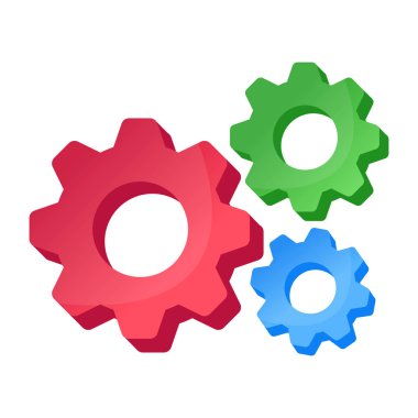 Vites simgesi. Web için dişli vektör simgelerinin düz çizimi