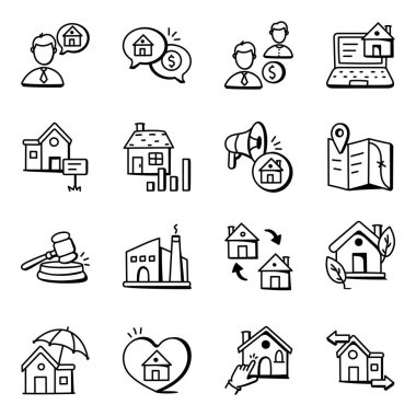 ev simgeleri, vektör illüstrasyonu